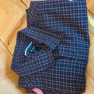 RVCA Plaid Button Up Shirt Mens Medium Slim Fit Long Sleeve